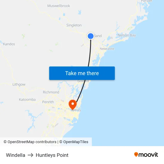 Windella to Huntleys Point map