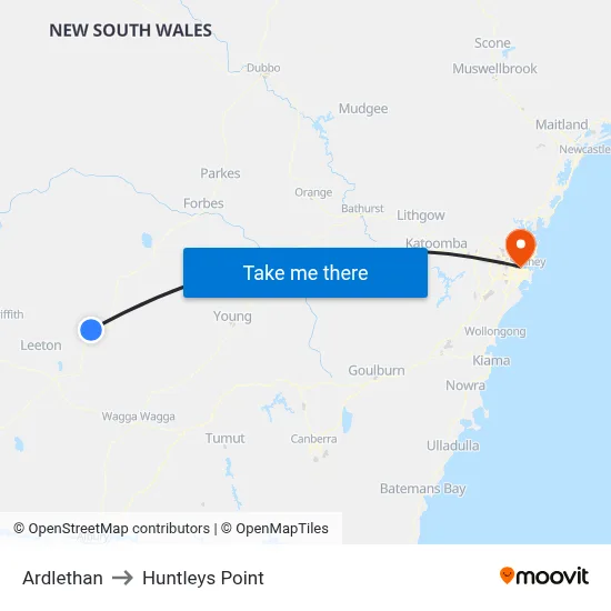 Ardlethan to Huntleys Point map
