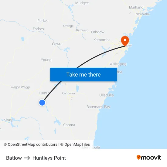 Batlow to Huntleys Point map