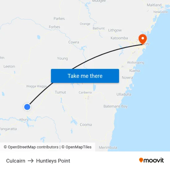 Culcairn to Huntleys Point map