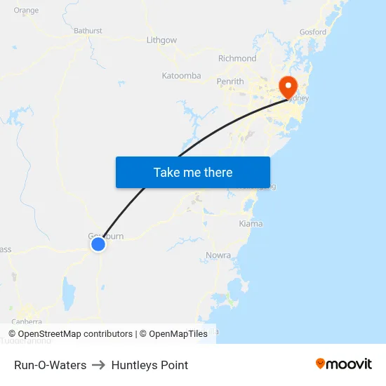Run-O-Waters to Huntleys Point map