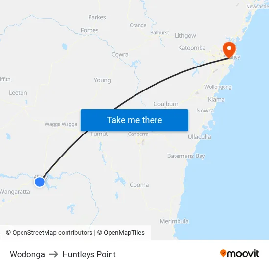 Wodonga to Huntleys Point map