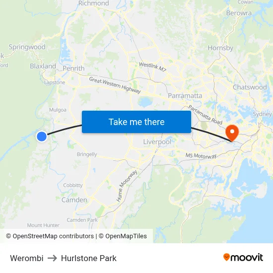 Werombi to Hurlstone Park map