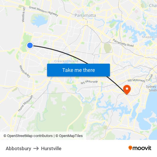 Abbotsbury to Hurstville map