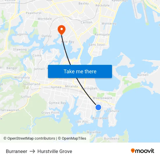 Burraneer to Hurstville Grove map