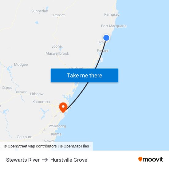 Stewarts River to Hurstville Grove map