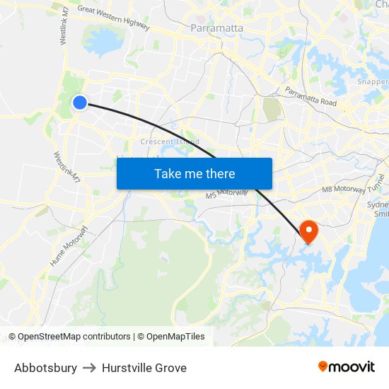 Abbotsbury to Hurstville Grove map