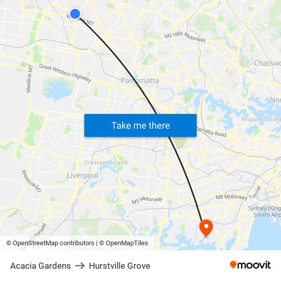 Acacia Gardens to Hurstville Grove map