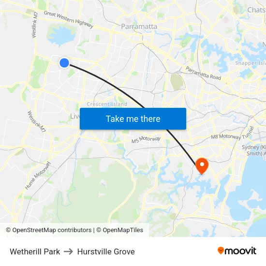Wetherill Park to Hurstville Grove map