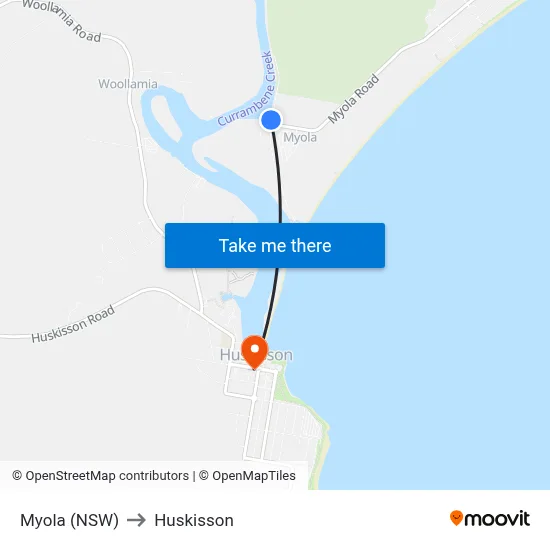 Myola (NSW) to Huskisson map