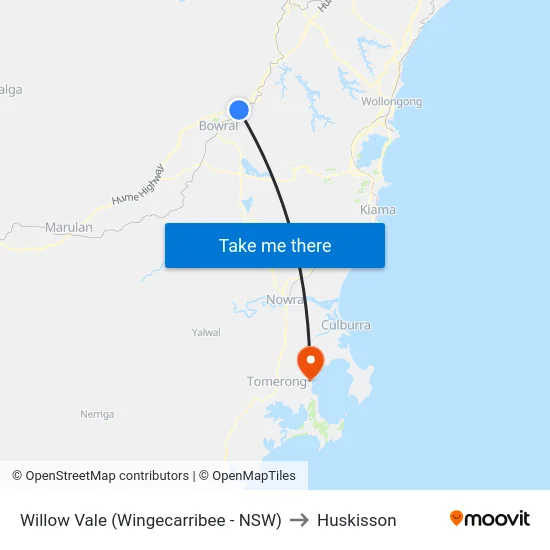 Willow Vale (Wingecarribee - NSW) to Huskisson map