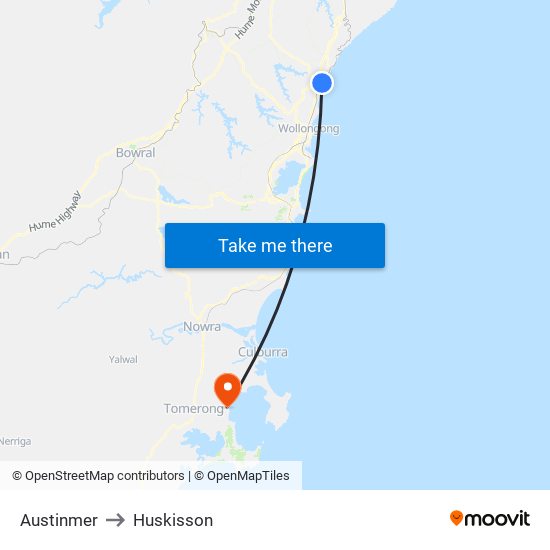 Austinmer to Huskisson map