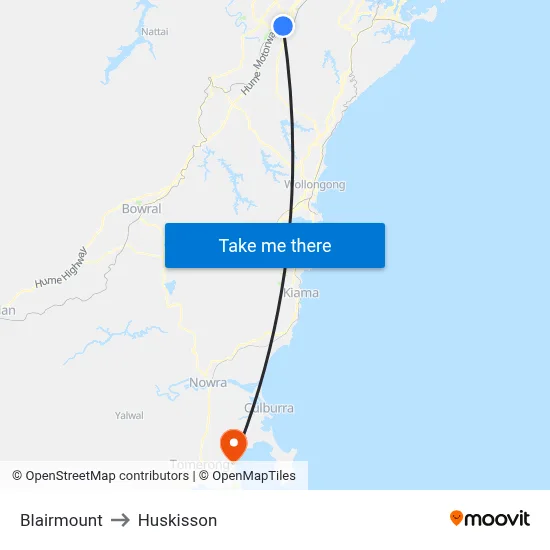 Blairmount to Huskisson map