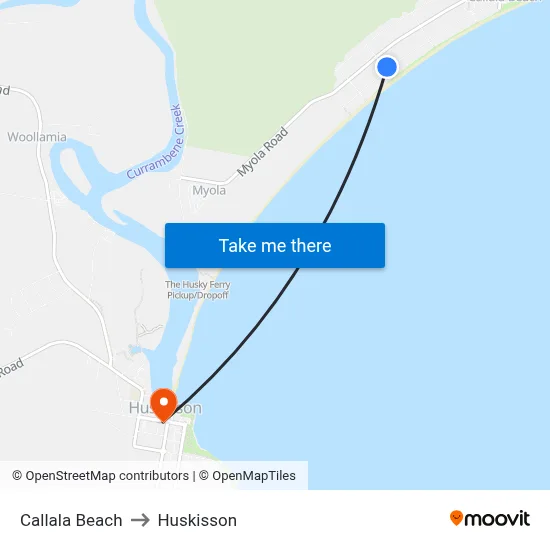 Callala Beach to Huskisson map
