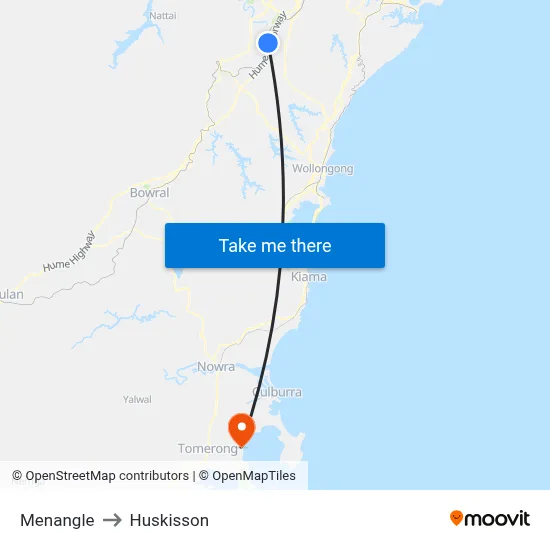 Menangle to Huskisson map