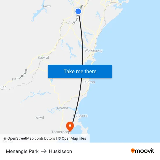 Menangle Park to Huskisson map