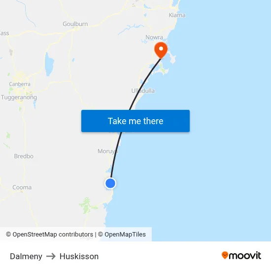 Dalmeny to Huskisson map