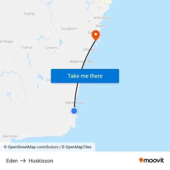 Eden to Huskisson map