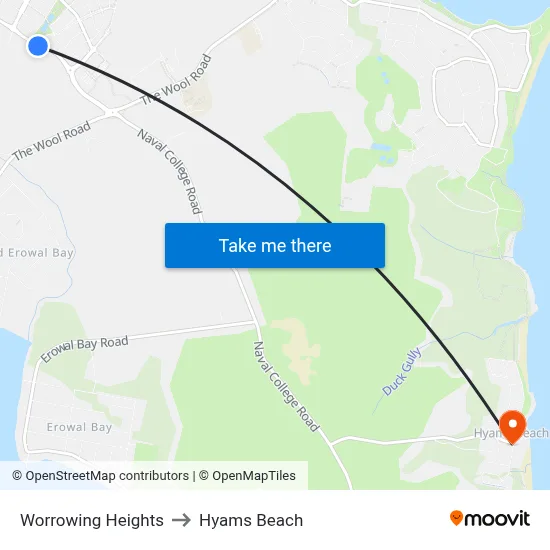 Worrowing Heights to Hyams Beach map