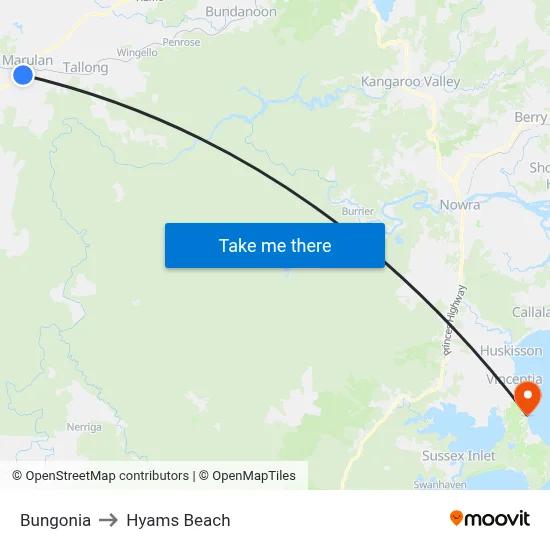 Bungonia to Hyams Beach map