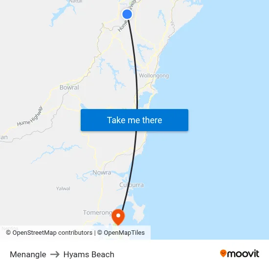 Menangle to Hyams Beach map