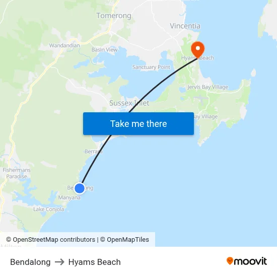 Bendalong to Hyams Beach map