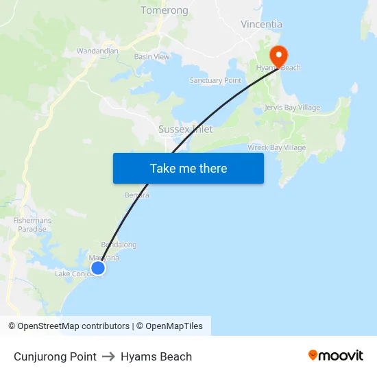 Cunjurong Point to Hyams Beach map