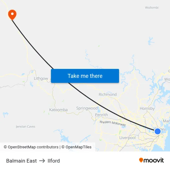 Balmain East to Ilford map