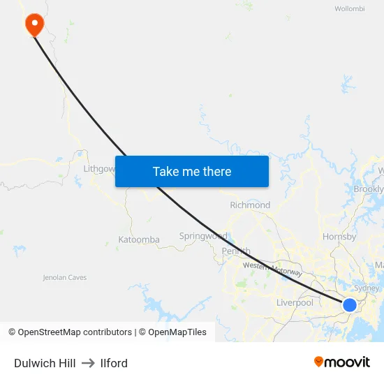 Dulwich Hill to Ilford map