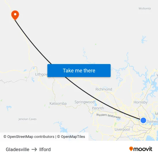 Gladesville to Ilford map