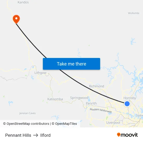 Pennant Hills to Ilford map