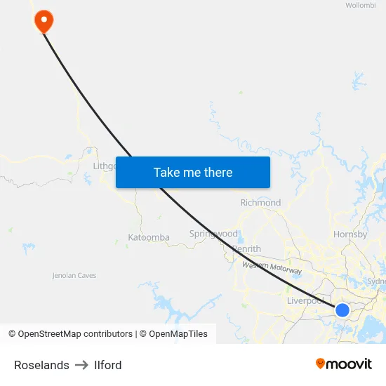 Roselands to Ilford map