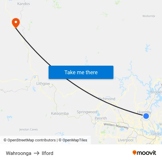 Wahroonga to Ilford map