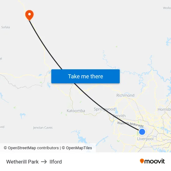 Wetherill Park to Ilford map
