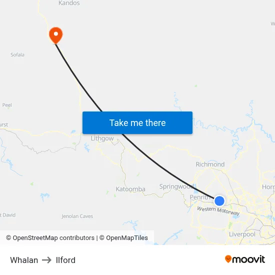 Whalan to Ilford map