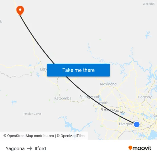 Yagoona to Ilford map