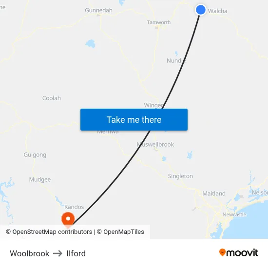 Woolbrook to Ilford map