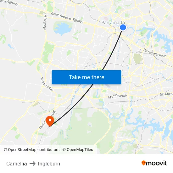 Camellia to Ingleburn map