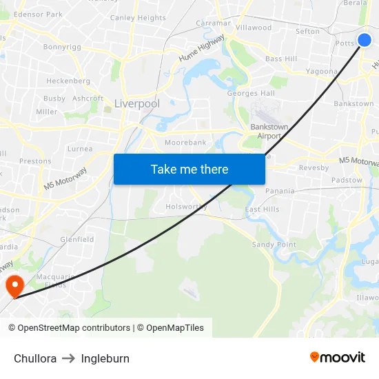 Chullora to Ingleburn map