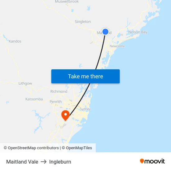 Maitland Vale to Ingleburn map
