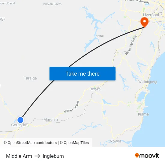 Middle Arm to Ingleburn map