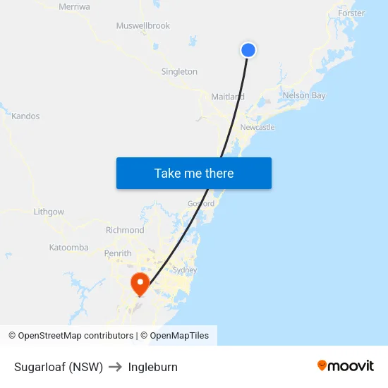Sugarloaf (NSW) to Ingleburn map