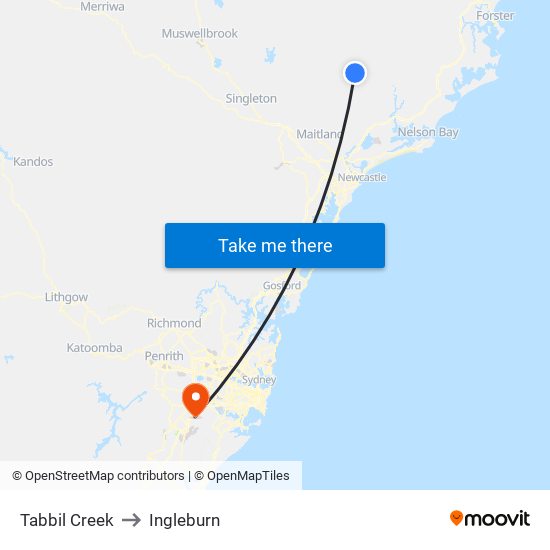 Tabbil Creek to Ingleburn map