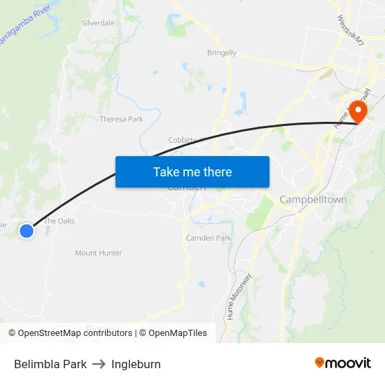 Belimbla Park to Ingleburn map