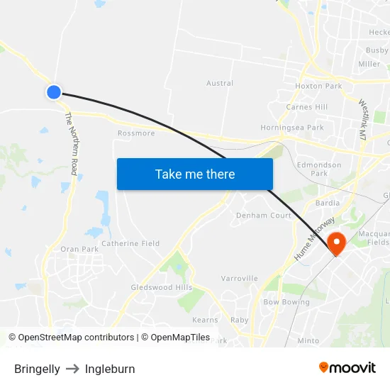 Bringelly to Ingleburn map