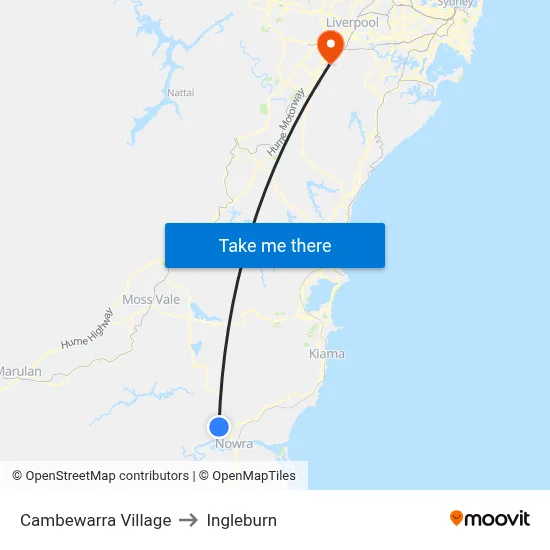 Cambewarra Village to Ingleburn map
