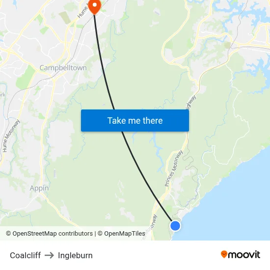 Coalcliff to Ingleburn map