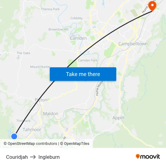 Couridjah to Ingleburn map