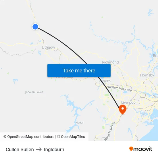Cullen Bullen to Ingleburn map