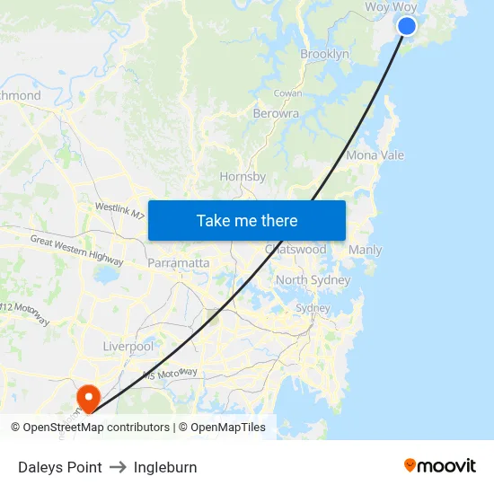 Daleys Point to Ingleburn map